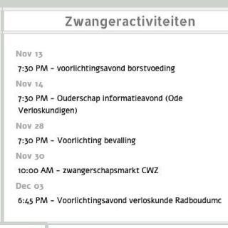 Zwanger024 is niet alleen maar een statische informatiewebsite, het laat je ook alle zwangergerelateerde activiteiten in de regio zien! Zo is er vanavond een voorlichtingsavond over borstvoeding bij het VCN en morgen een informatieavond over het ouderschap in het algemeen bij Ode verloskundige in Nijmegen-Noord.
🗓️
#zwanger #zwangerin024 #nimma #nijmegen #regio024 #informatieavonden #cursus #voorlichting #agenda #regionijmegen #arnhemnijmegen #vccn #verloskundigen