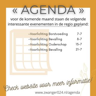 ∞ AGENDA VOOR JULI ∞ Dit zijn de interessante regionale (online) activiteiten van deze maand. En je ziet het: er is nog meer dan genoeg ruimte voor meer activiteiten! Wat bij de webmanager bekend is wordt in de agenda van de site opgenomen, dus stuur alle informatie via een dm of naar info@zwanger024.nl. 

Voor zover bekend zijn er helaas nog geen inloopmomenten op de verlosafdelingen van de regionale ziekenhuizen. Maar wellicht wel weer een webinar bij het @moederkind_cwz; mocht dat zo zijn dan wordt dat uiteraard in de agenda vermeld. Check daarvoor de link in de bio.

#zwanger #zwangerschap #zwangerin2021 #zwangerinnijmegen #zwanger024 #zwangerinformatie #zwangervoorlichting #zwangeractiviteiten #regionijmegen #regio024 
@verloskunde_radboudumc @verloskundigcentrumnijmegen